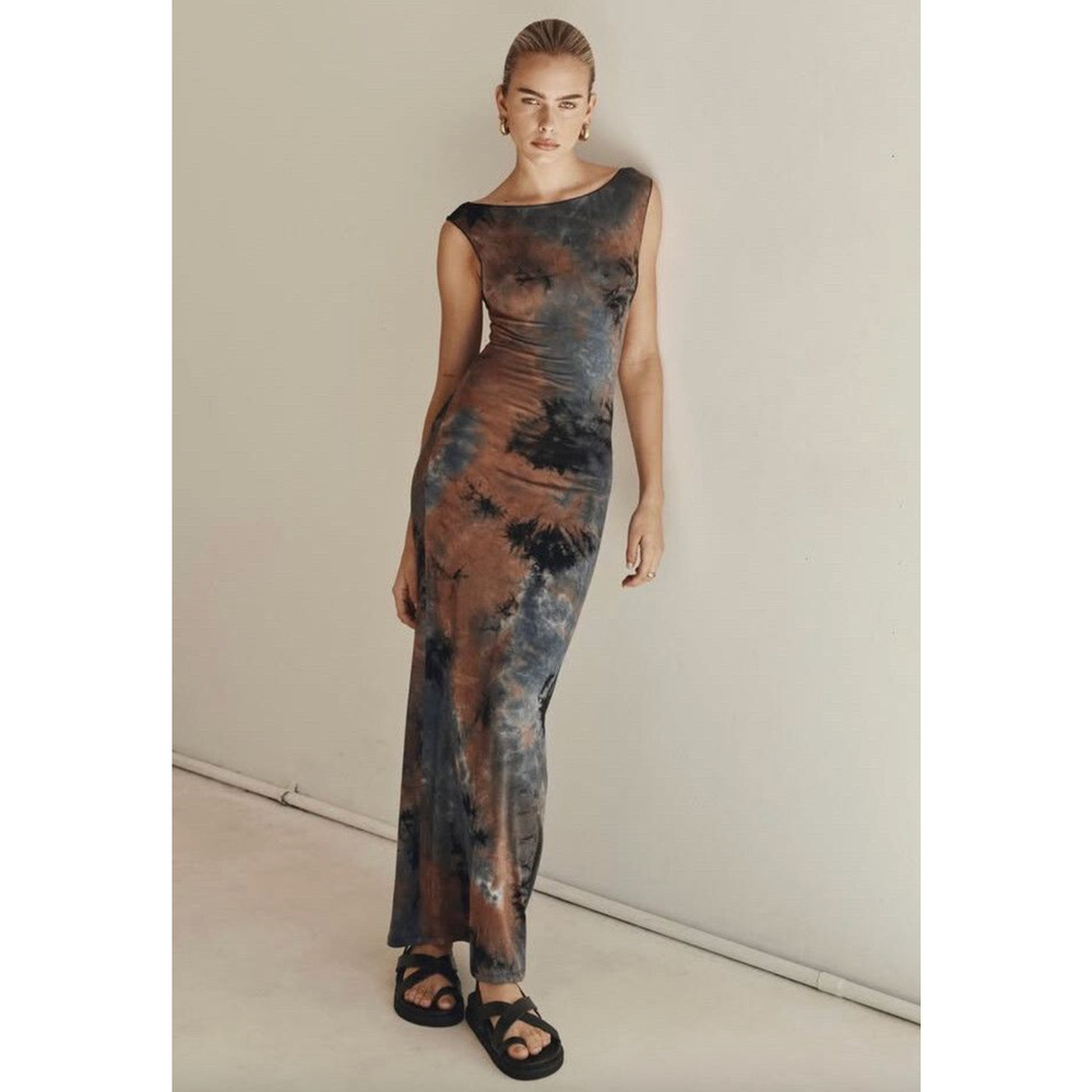 Dissh Millen Tie Dye Maxi Dress Large Sleeveless Whimsigoth Earthy Goth Grunge